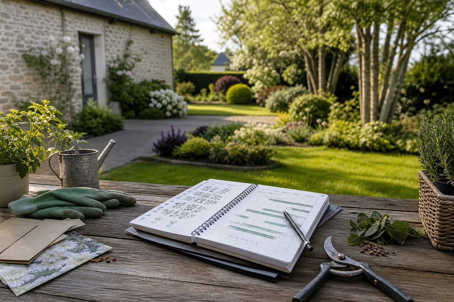Carnet de suivi annuel pour l'entretien d'un jardin